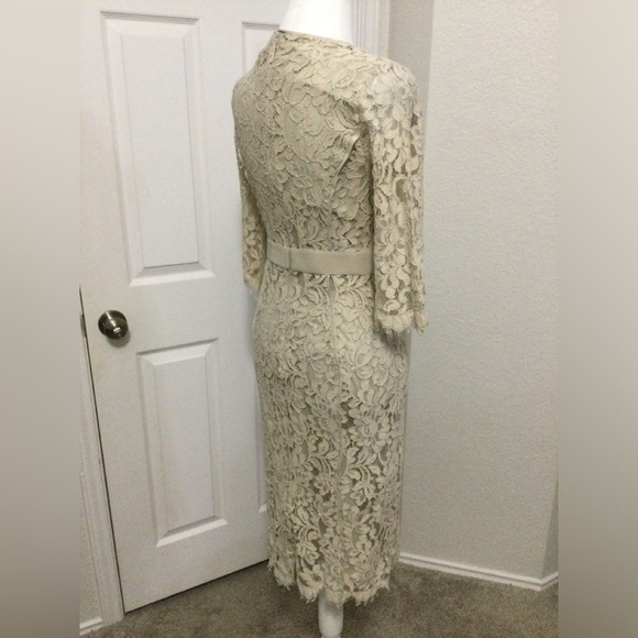 Eva Mendes New York Company Cream Floral Cotton Blend 3/4 Sleeve Dress Size XS - Picture 3 of 11